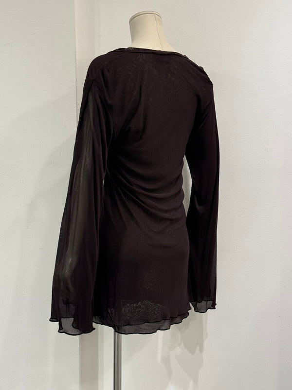 2000s Yves Saint Laurent by Tom Ford hybrid sheer blouse
