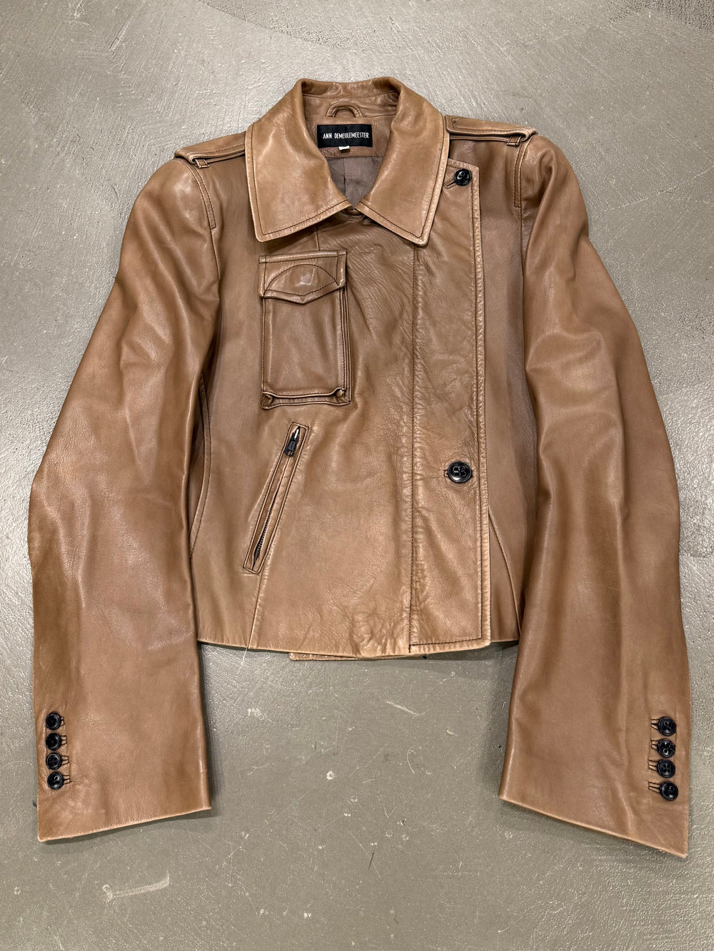 2000s Ann Demeulemeester leather aviator cargo jacket