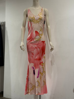 S/S2001 Roberto Cavalli Elizabeth Taylor eye silk maxi dress