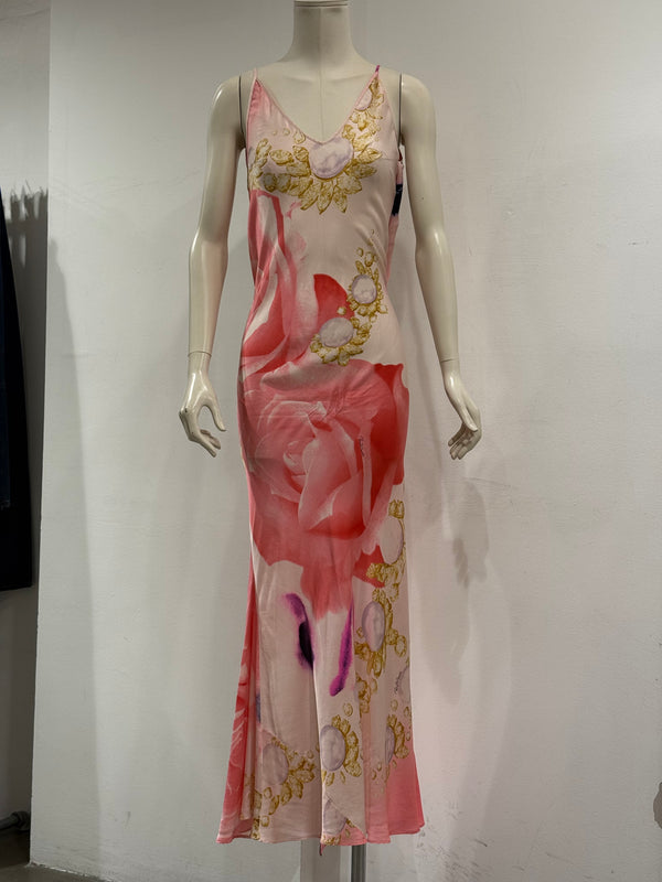 S/S2001 Roberto Cavalli Elizabeth Taylor eye silk maxi dress