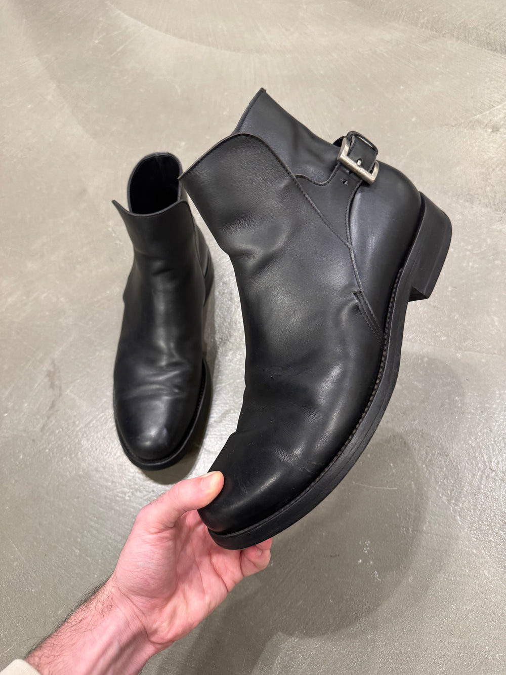2000s Prada leather moto boots