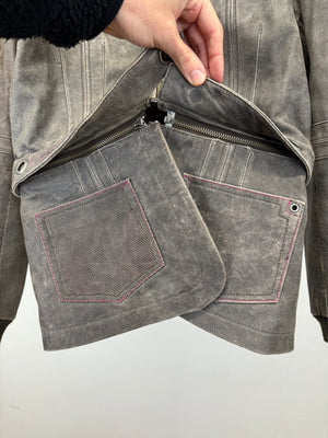 2000s Oakley 2 in 1 modular leather jacket