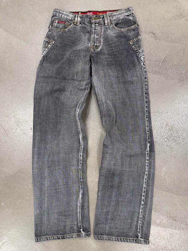 A/W2003 Dolce & Gabbana asymmetrical faded baggy jeans
