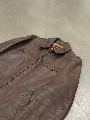 2000s Armani leather zip jacket