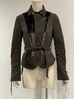 2000s Roberto Cavalli belted paneled jacket