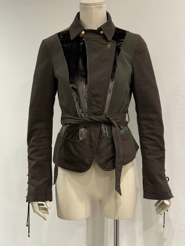 2000s Roberto Cavalli belted paneled jacket