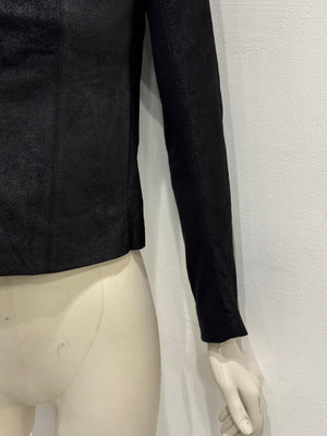 2000s Rick Owens hooded leather jacket