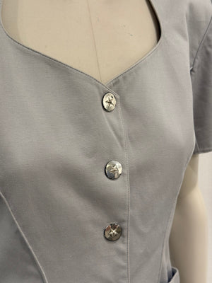 1990s Mugler puff-sleeve jacket and skirt suit
