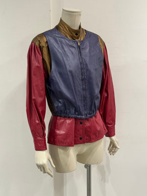 1980s Giorgio Armani panelled leather bomber jacket