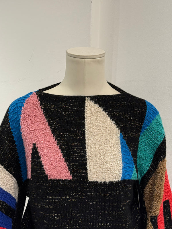 F/W1994 Chanel geometric color-block intarsia sweater