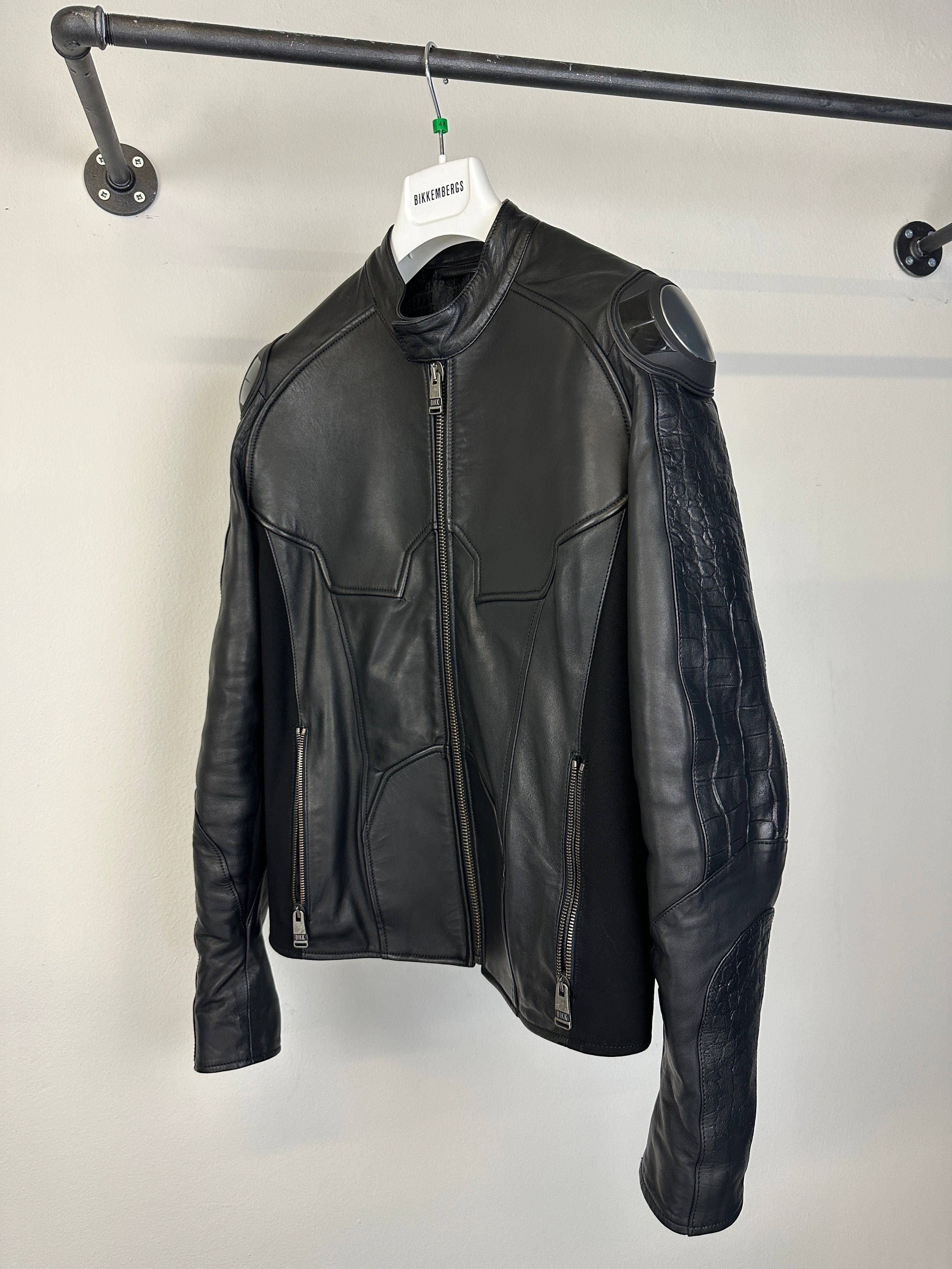 2000s Dirk Bikkembergs muscle reinforced leather jacket