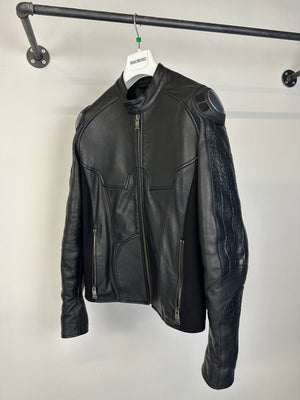 2000s Dirk Bikkembergs muscle reinforced leather jacket
