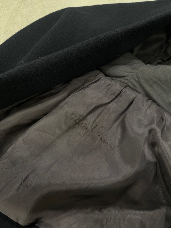 2000s Rick Owens giant hood coat with leather sleeves