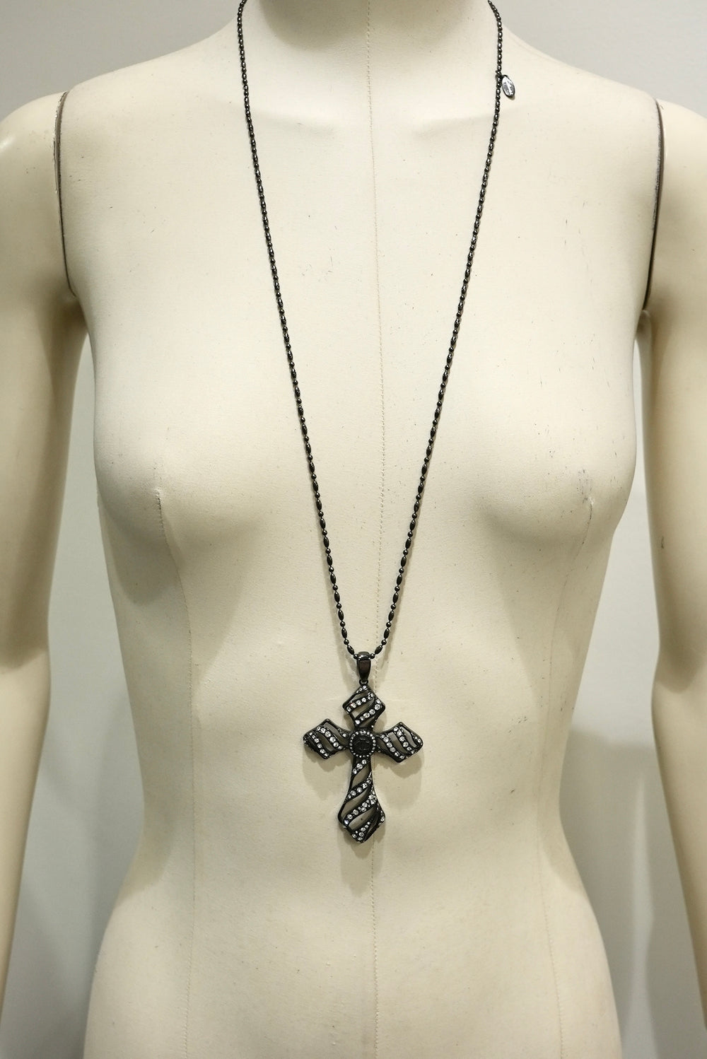 2000s Roberto Cavalli big studded cross necklace