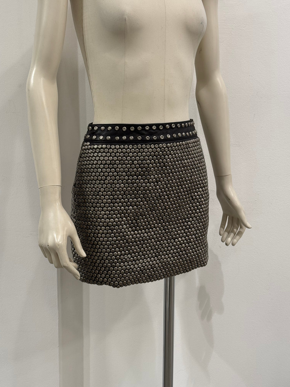 Saint Laurent sample metallic studs heavy skirt