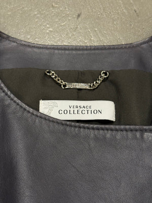 2000s Versace metal chains leather jacket