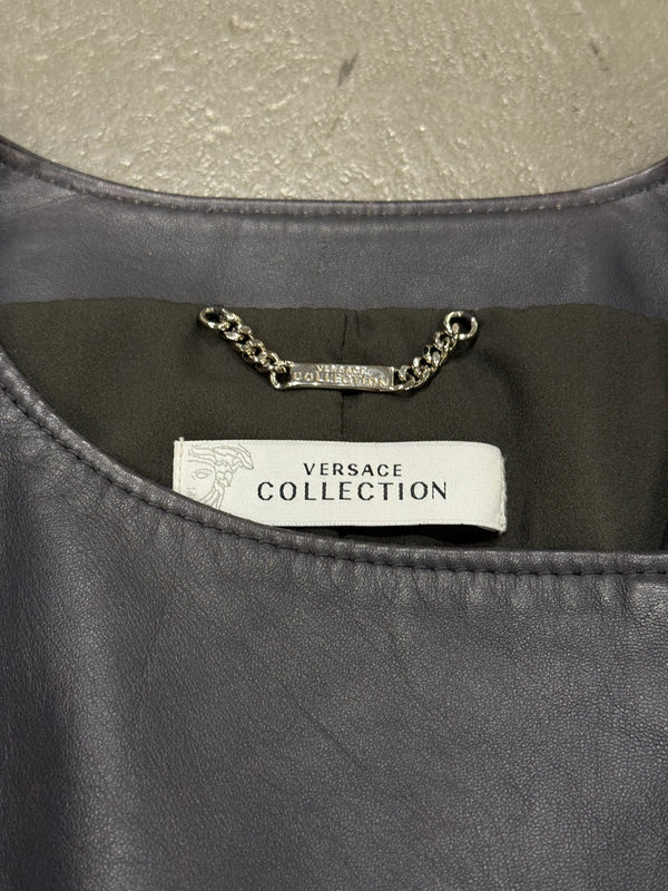2000s Versace metal chains leather jacket