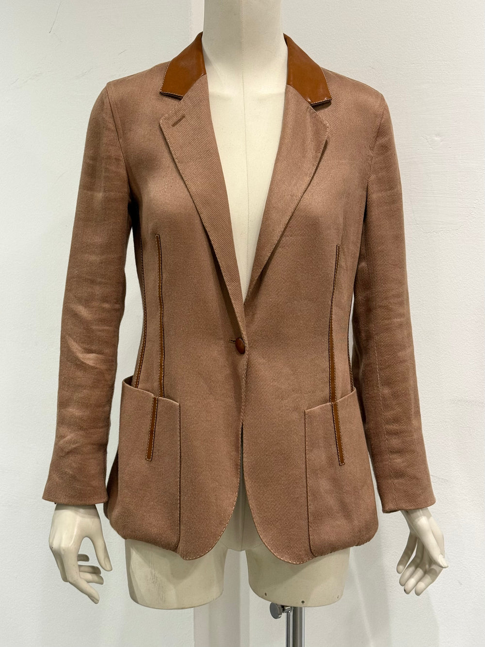 1990s Hermès leather collar blazer