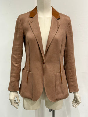 1990s Hermès leather collar blazer