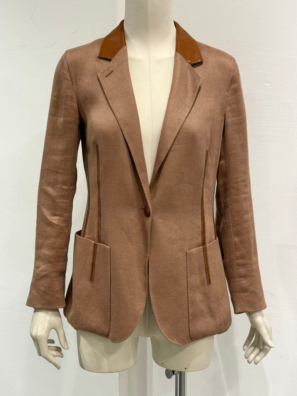1990s Hermès leather collar blazer