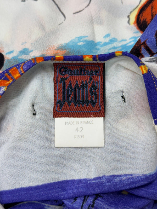 1997 Jean Paul Gaultier "fashion & culture" print dress