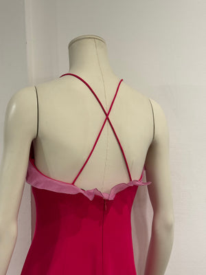 1990s Giorgio Armani silk slip dress with organza petal details
