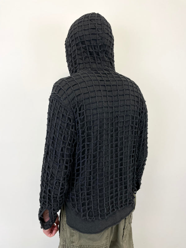 AW2012 Dolce & Gabbana laser cut net double layer hoodie