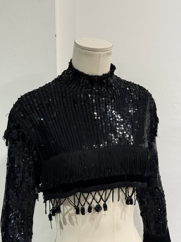 S/S1995 Jean Paul Gaultier cropped sequin fringe top