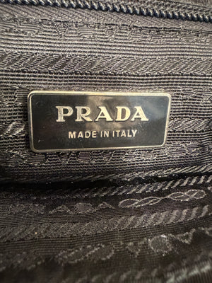 2000 Prada floral appliqué nylon tote bag