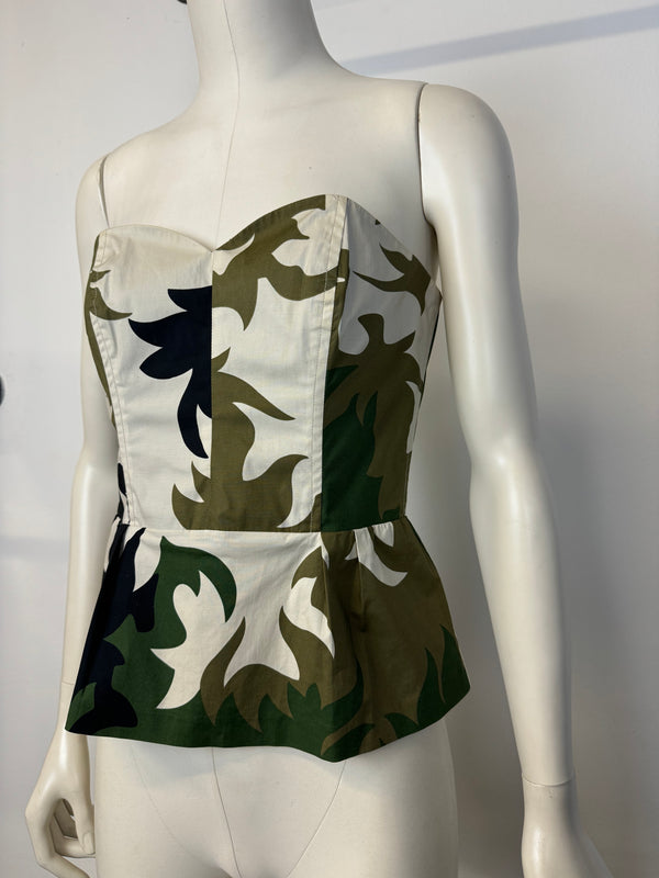 2006 Prada camouflage military corset bustier top