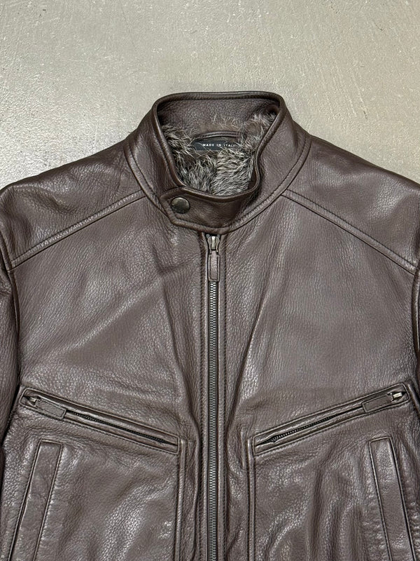 2000s Gucci by Tom Ford fur lining leather bomber jacket