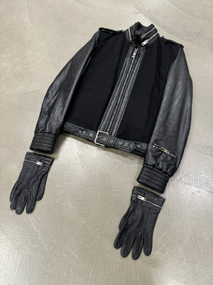 A/W2004 Dior Homme by Hedi Slimane VOTC biker leather jacket with gloves