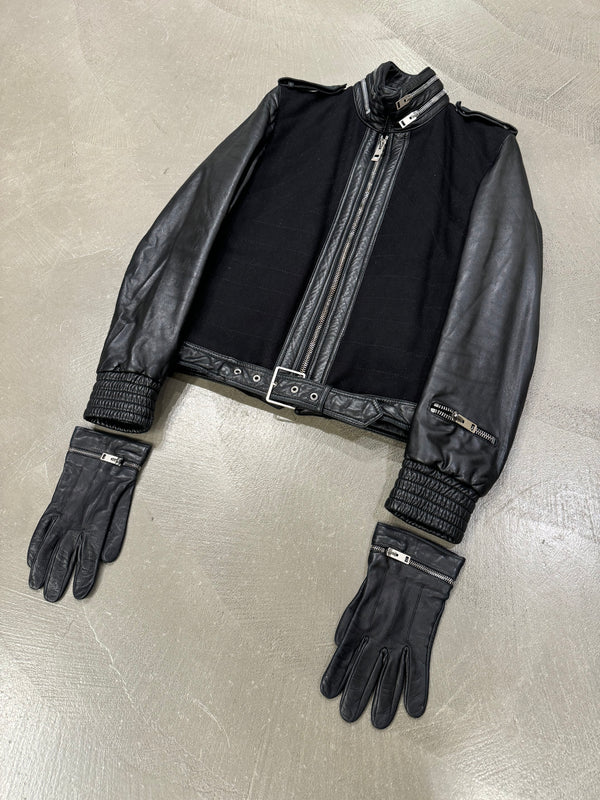 A/W2004 Dior Homme by Hedi Slimane VOTC biker leather jacket with gloves