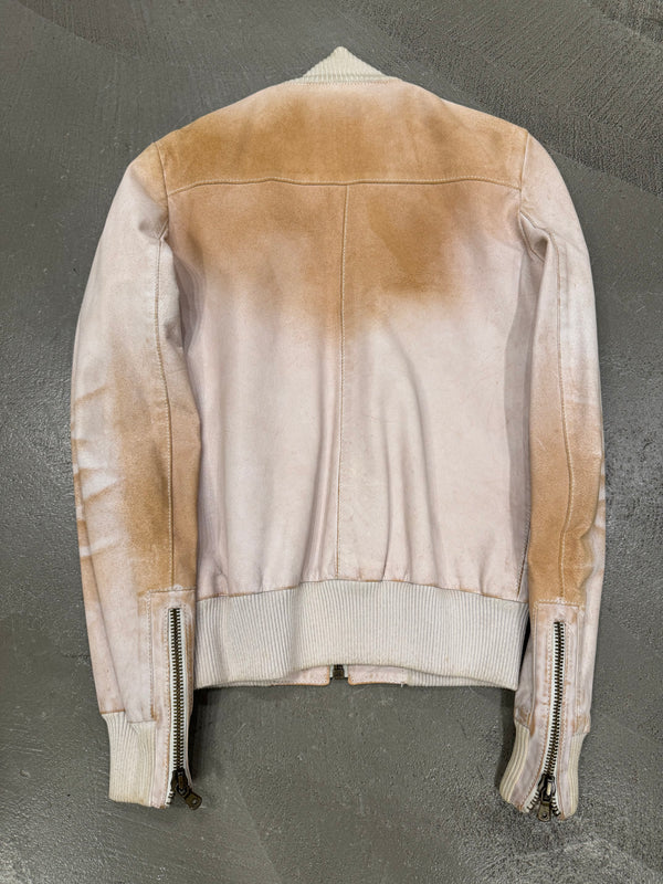 S/S 2003 Dolce & Gabbana multi zipper rust stained leather jacket
