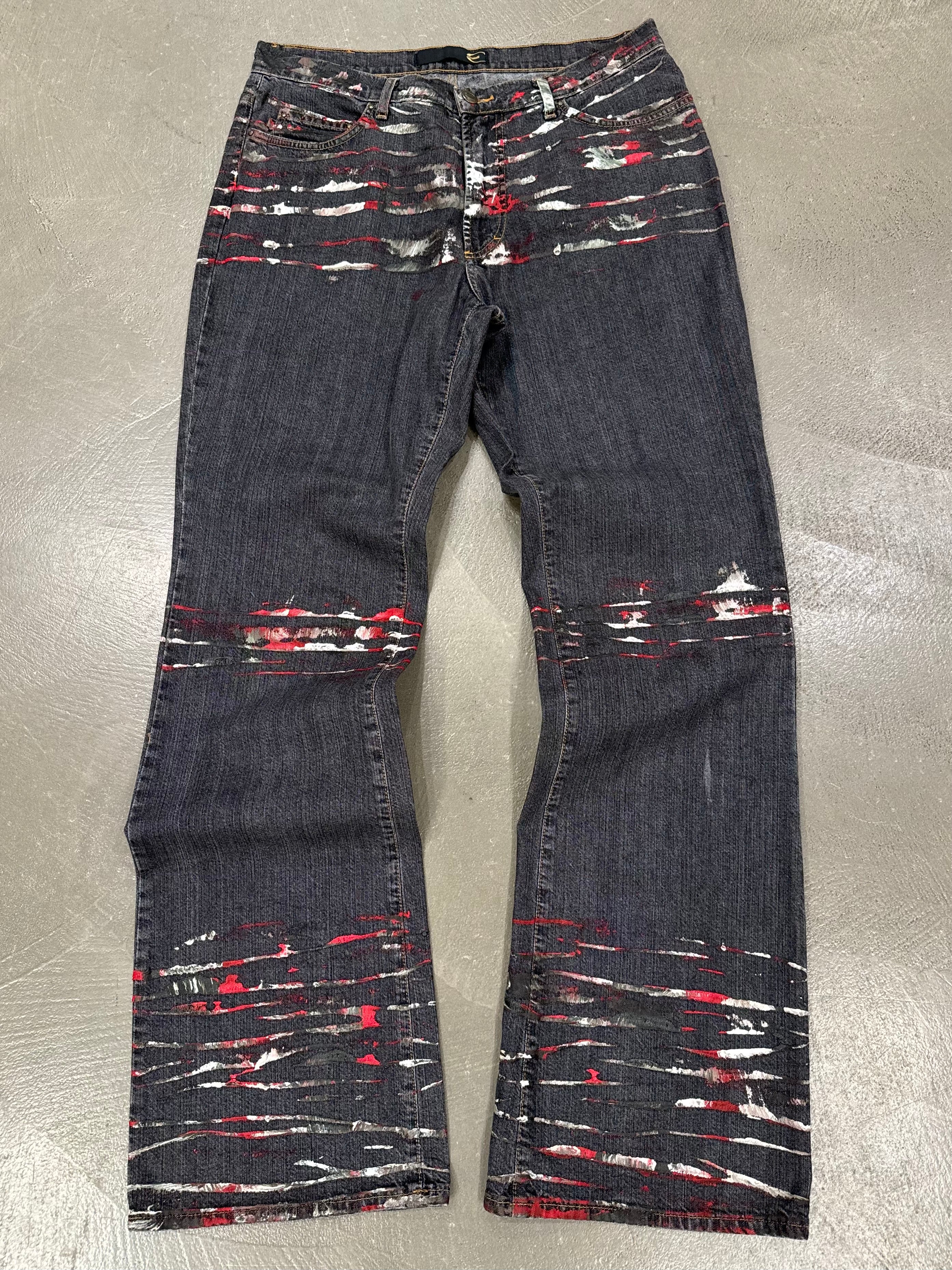 archive just cavalli paint flare pants Archive Just Cavalli paint 