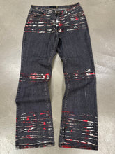 Load image into Gallery viewer, 2001 Just Cavalli distressed paint splatter flare jeans
