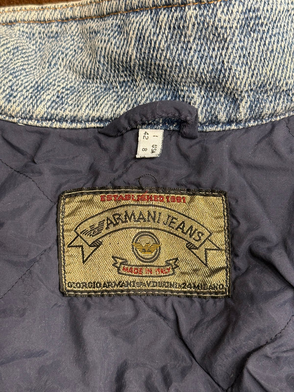 1980s Armani heavy boxy denim padded jacket