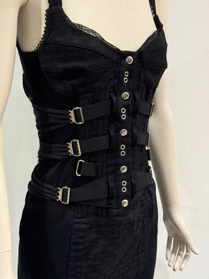 2003 Dolce & Gabbana eyelet corset bodycon bondage dress