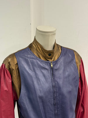 1980s Giorgio Armani panelled leather bomber jacket