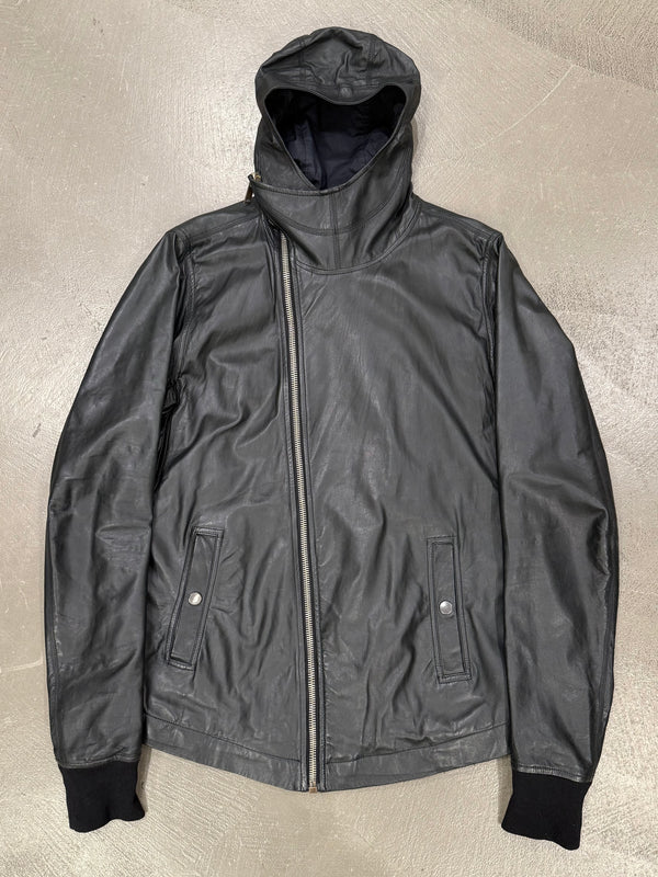 2009 Rick Owens molino scuba hood leather jacket