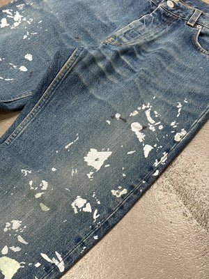 1998 Helmut Lang painter splattered denim straight jeans