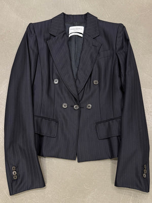 2004 Yves Saint Laurent pinstripe double breasted cropped blazer