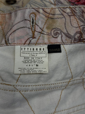 2001 Cavalli floral distressed double layer denim jacket
