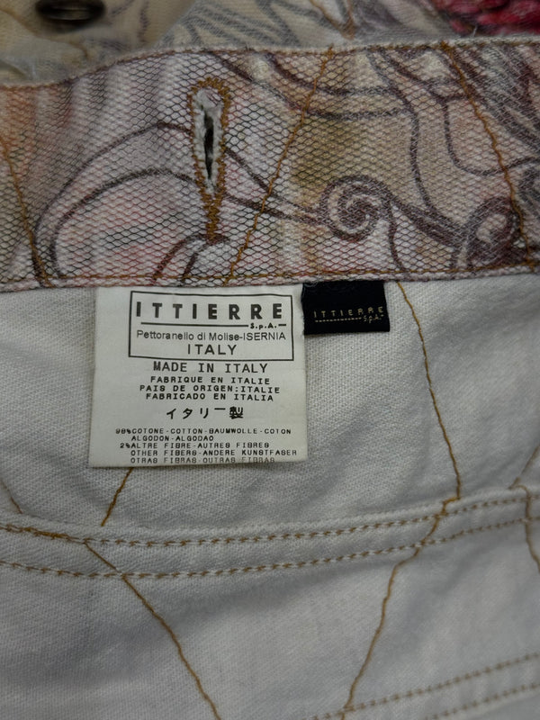 2001 Cavalli floral distressed double layer denim jacket