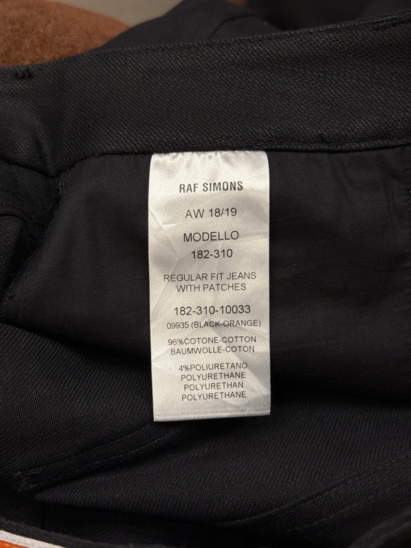 A/W2018/2019 Raf Simons drugs patchwork black coated denim