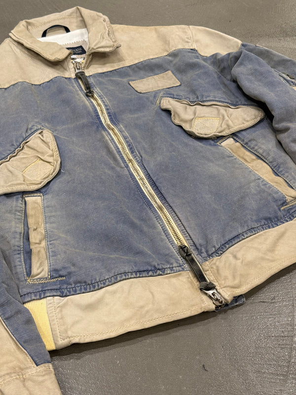 2000s Armani horse leather hybrid bomber jacket