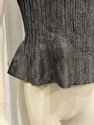 2000s Giorgio Armani pleated peplum bustier with snakeskin print