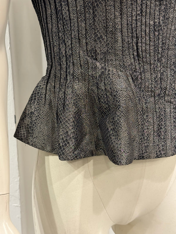 2000s Giorgio Armani pleated peplum bustier with snakeskin print