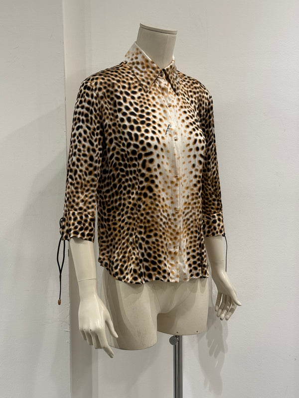 2000s Roberto Cavalli Leopard Print silk shirt