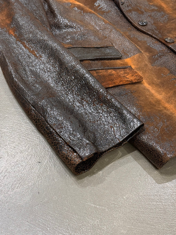 A/W2000 Roberto Cavalli artisanal eroded leather blazer